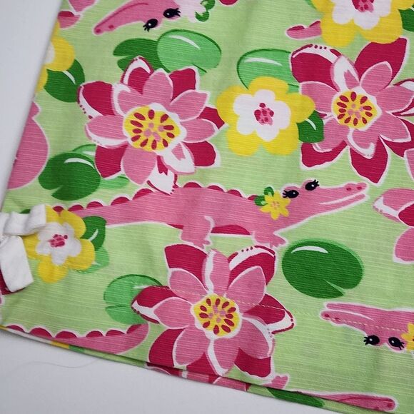 Girls Vintage Gymboree Pink & Green Crocodile Lily Cotton Dress Size 10 - Picture 3 of 8